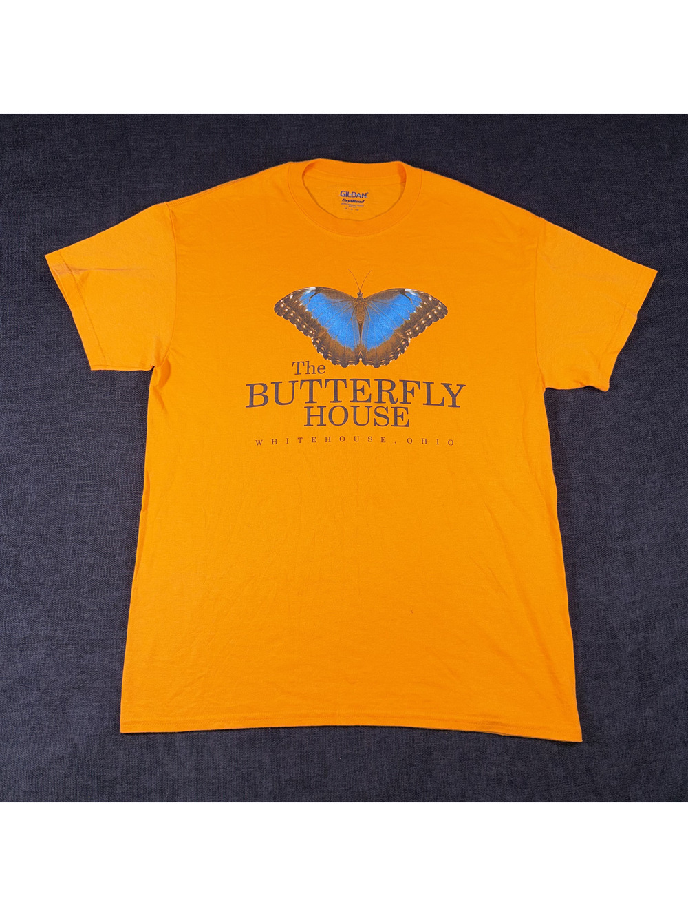 Gildan DryBlend Orange Butterfly House T-Shirt Medium